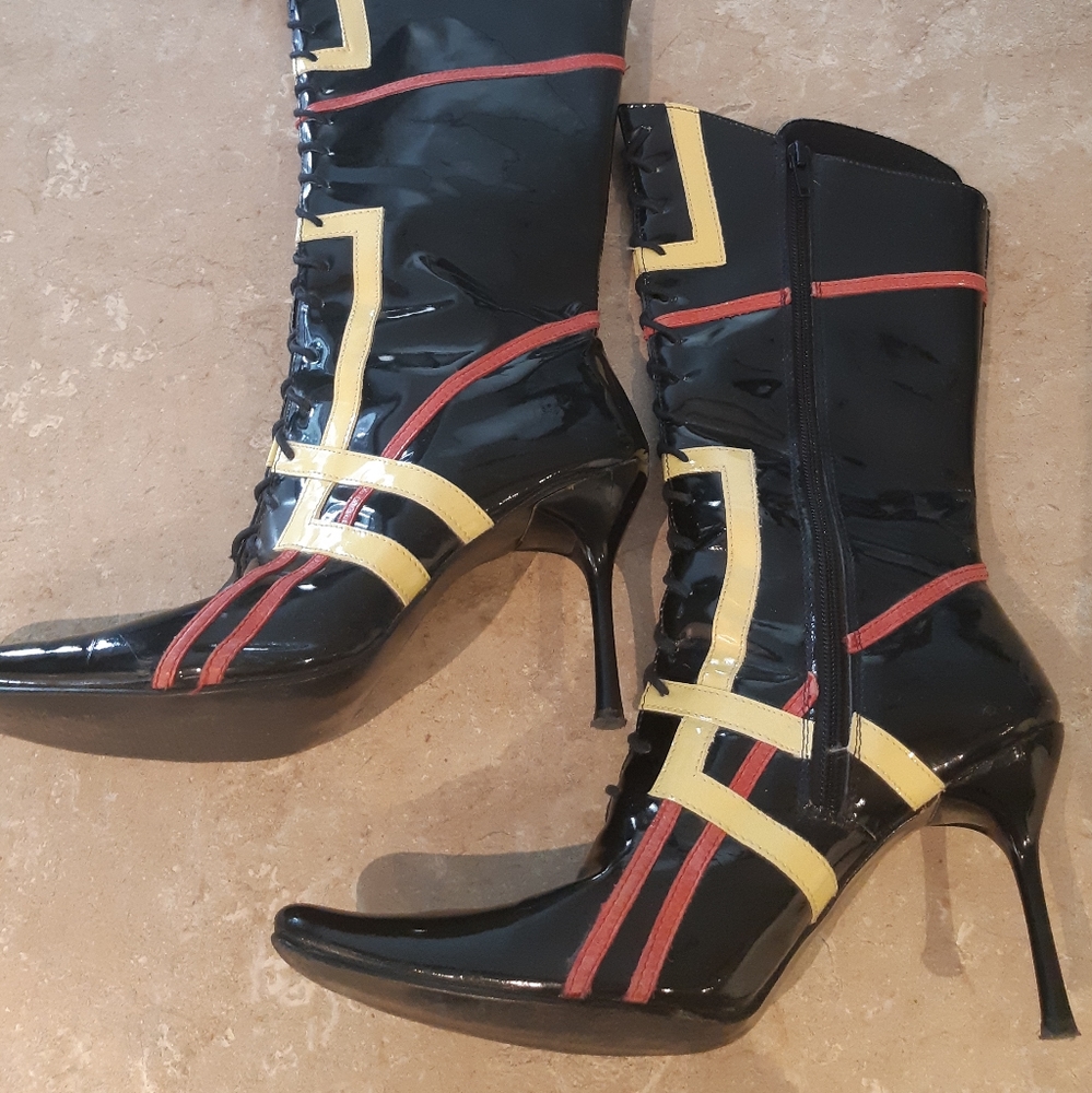 Unique Pointy Toe Lace Up Stiletto Boots - Picture 9 of 13